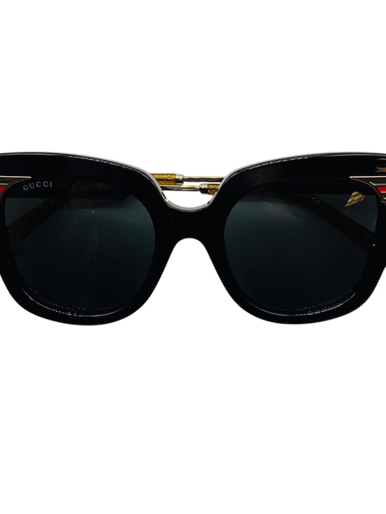 GUCCI BLACK / GOLD / RED / GREEN WEB DETAIL GG LOGO OVERSIZED ACETATE AND METAL main image 6